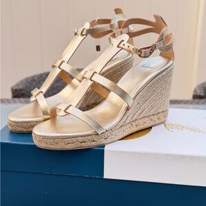 CASTAÑER x Ancient Greek Gold Strappy Wedge Sandals